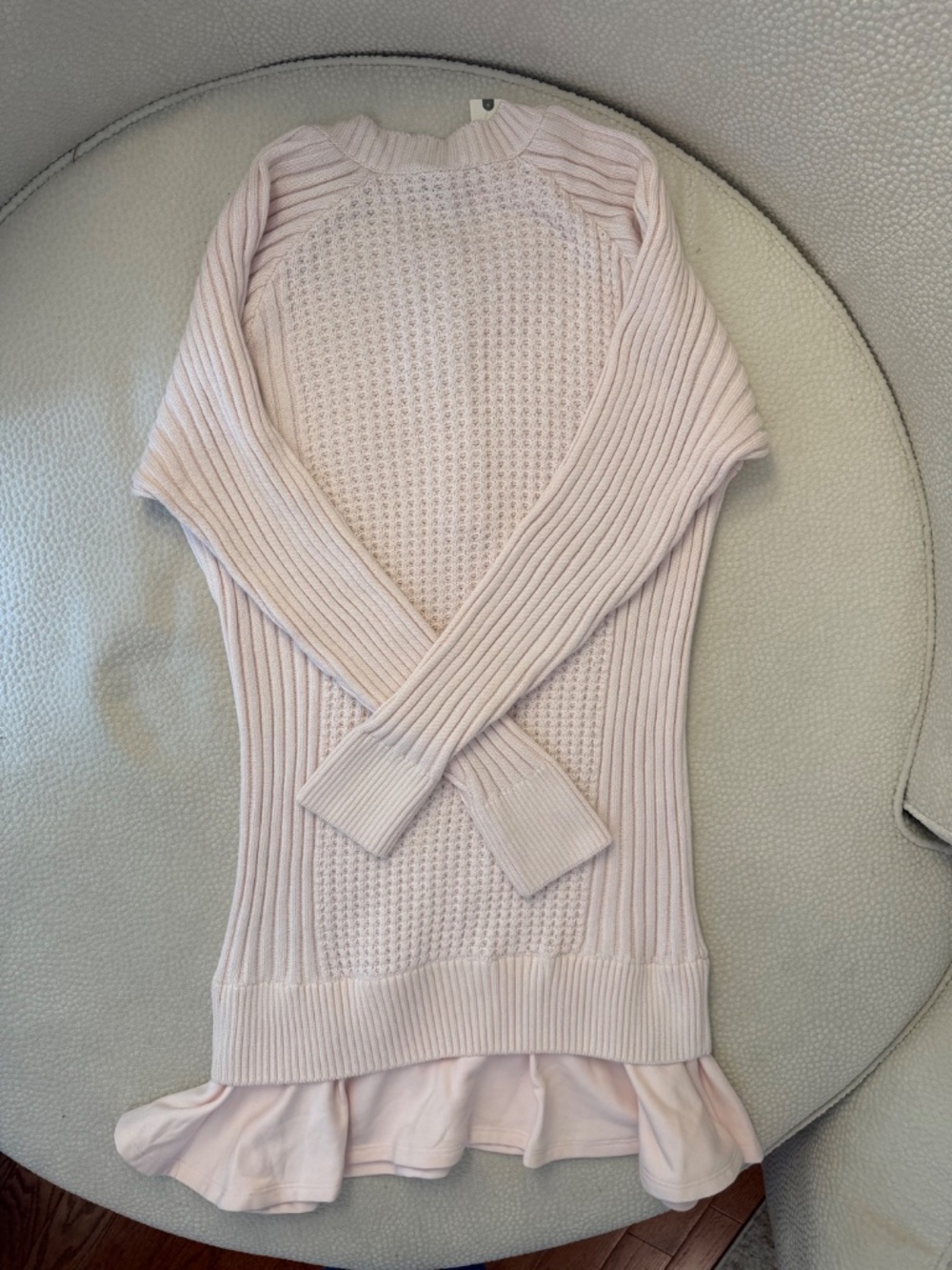 Anthropologie Daily Practice Pink Knit Henley Ruffle Mini Dress NWT M - Picture 3 of 10